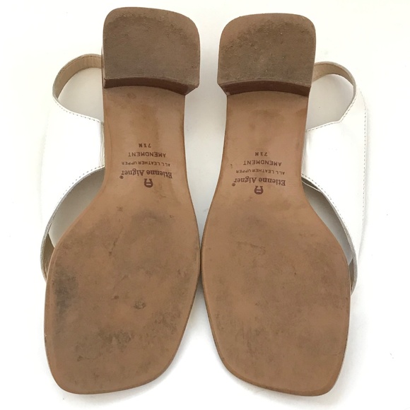 ETIENNE AIGNER Leather Sandals Low Block Heel Slingback Slip On Women’s Size 7.5 - Picture 14 of 16
